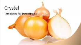  Presentation with onion - Presentation design with whole cut half - fresh bulbs of onion not background and a white colored foreground