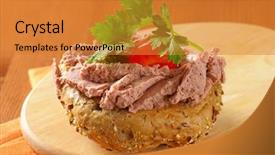  Presentation with cutting board - Amazing slide deck having fresh bun with pate cherry backdrop and a gold colored foreground