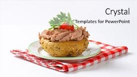  Presentation with black and white checker - PPT theme with fresh bun with pate cherry background and a sky blue colored foreground