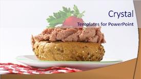  Presentation with white plate - Beautiful presentation theme featuring fresh bun with pate cherry tomato and parsley on white plate and checkered dishtowel backdrop and a sky blue colored foreground