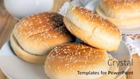  Presentation with burger - Audience pleasing PPT layouts consisting of fresh-burger-buns-with-sesame backdrop and a yellow colored foreground