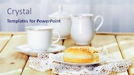  Presentation with bright white - Audience pleasing presentation theme consisting of fresh-burger-buns-with-sesame backdrop and a sky blue colored foreground