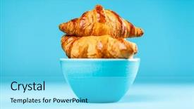  Presentation with croissant - Slide deck with fresh butter croissants background and a arctic colored foreground