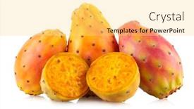  Presentation with pear - Colorful slide set enhanced with fresh-cactus-fruit-prickly-pear backdrop and a yellow colored foreground