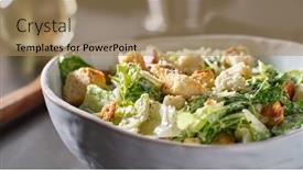  Presentation with salad - PPT theme with fresh-caesar-salad-with-croutons background and a coral colored foreground