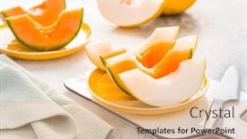  Presentation with cutting board - Slide deck consisting of fresh-cantaloupe-and-lemon-drop background and a coral colored foreground