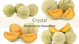 Presentation with melon - PPT theme with fresh-cantaloupe-melon background and a blonde colored foreground
