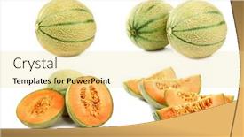  Presentation with melon - Beautiful theme featuring fresh-cantaloupe-melon backdrop and a blonde colored foreground