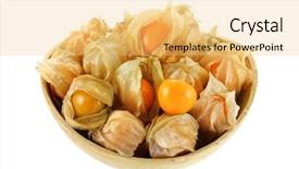  Presentation with gooseberry - PPT theme consisting of fresh cape gooseberry yellow berry background and a  colored foreground