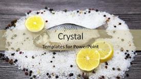  Presentation with live - Slide set featuring fresh carp live fish lying background and a soft green colored foreground