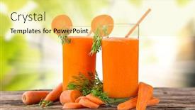  Presentation with healthy juice - Beautiful presentation theme featuring fresh carrot juice healthy drinks on wooden table backdrop and a blonde colored foreground