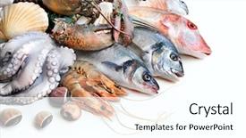  Presentation with seafood - PPT theme consisting of fresh catch of fish background and a white colored foreground