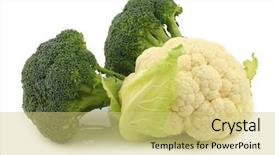  Presentation with cauliflower - PPT layouts enhanced with fresh cauliflower and broccoli on a white background background and a yellow colored foreground