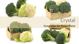  Presentation with cauliflower - Colorful slide set enhanced with fresh-cauliflower-and-broccoli backdrop and a blonde colored foreground