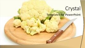  Presentation with cauliflower - Audience pleasing PPT layouts consisting of fresh cauliflower and knife on cutting board isolated on white backdrop and a blonde colored foreground
