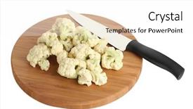  Presentation with cauliflower - Audience pleasing PPT theme consisting of open harddisk on wood desk backdrop and a light gray colored foreground