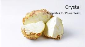  Presentation with celery - Presentation theme with fresh celery root cut into quarters background and a sky blue colored foreground