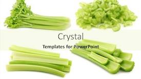  Presentation with celery - Slide deck consisting of fresh-celery-stems-ans background and a blonde colored foreground