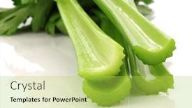  Presentation with celery - Slide set enhanced with beautiful feather with water drop on black background background and a black colored foreground