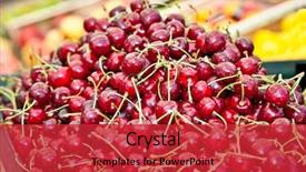  Presentation with market - Colorful presentation theme enhanced with fresh-cherries-in-box backdrop and a red colored foreground