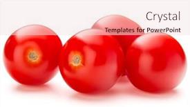  Presentation with cherry - Theme consisting of cherry tomato isolated on white background and a lemonade colored foreground