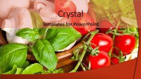  Presentation with sliced fresh papaya on wooden - Presentation theme featuring fresh cherry tomatoes and salad background and a coral colored foreground