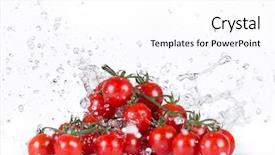  Presentation with fresh water - Cool new PPT theme with fresh cherry tomatoes with water backdrop and a white colored foreground