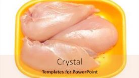  Presentation with fresh meat - Beautiful PPT theme featuring fresh-chicken-meat-fillet backdrop and a yellow colored foreground