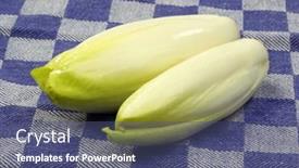  Presentation with kitchen towel - PPT layouts featuring fresh-chicory-on-a-blue background and a ocean colored foreground