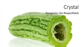  Presentation with bitter - Slides having fresh chinese bitter gourd background and a white colored foreground