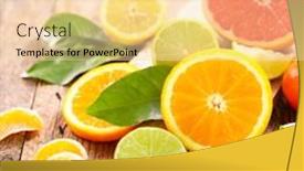  Presentation with citrus - Presentation enhanced with fresh-citrus-fruit-and-leaf background and a lemonade colored foreground