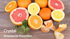  Presentation with tea leaves fresh green leaf - Audience pleasing presentation theme consisting of fresh citrus fruits with green backdrop and a coral colored foreground