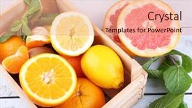  Presentation with citrus - Colorful PPT theme enhanced with fresh citrus fruits with green backdrop and a coral colored foreground