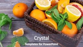  Presentation with wicker - Slide deck with fresh citrus fruits with green background and a gray colored foreground