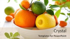  Presentation with citrus - Presentation theme featuring fresh citrus fruits background and a yellow colored foreground