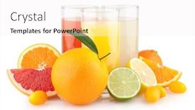  Presentation with juices - Colorful presentation design enhanced with fresh citrus juices with different citruses backdrop and a white colored foreground
