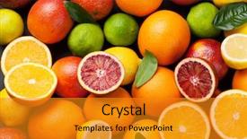  Presentation with citrus - Colorful theme enhanced with fresh citruses oranges lemons backdrop and a gold colored foreground