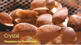  Presentation with clam - Amazing presentation theme having fresh clam on barbecue fire backdrop and a tawny brown colored foreground