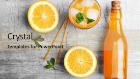  Presentation with soda - Beautiful PPT theme featuring fresh cocktail preparation soda bottle backdrop and a yellow colored foreground