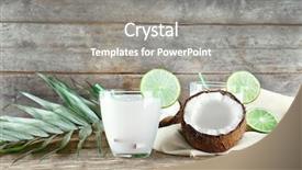  Presentation with milk coconut - Audience pleasing theme consisting of fresh coconut milk and lime backdrop and a gray colored foreground