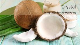  Presentation with coconut oil - Colorful slide deck enhanced with fresh coconut oil in glassware backdrop and a coral colored foreground