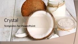  Presentation with coconut oil - Amazing slide set having fresh coconut oil in glassware backdrop and a soft green colored foreground