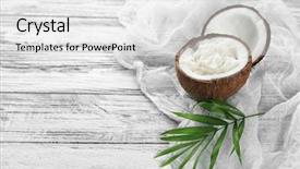  Presentation with coconut shell - Theme enhanced with fresh coconut oil in half background and a white colored foreground