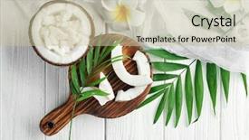  Presentation with coconut oil - Amazing slide deck having fresh coconut oil in half backdrop and a soft green colored foreground
