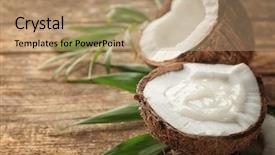  Presentation with coconut oil - Theme enhanced with fresh coconut oil in half background and a coral colored foreground