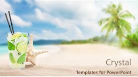  Presentation with space travel - PPT theme having fresh-cold-cocktail-on-tropical background and a cream colored foreground