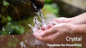  Presentation with cold water - Slide deck featuring fresh cold potable water background and a tawny brown colored foreground