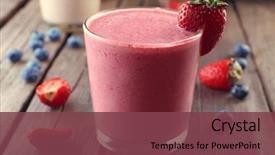  Presentation with smoothie - Beautiful slide deck featuring fresh cold smoothie with fruit backdrop and a tawny brown colored foreground