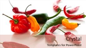  Presentation with chili - Audience pleasing presentation theme consisting of fresh colorful hot chili pepper backdrop and a coral colored foreground