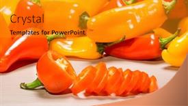  Presentation with peppers - PPT layouts enhanced with fresh-colorful-mini-bell-peppers background and a gold colored foreground